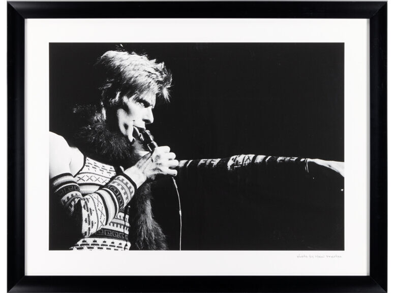 David Bowie black and white framed print from Hard Rock Las Vegas, 44x34 inches, photo by Neal Preston